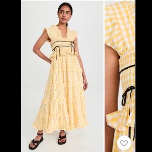 Sister Jane Women’s Yellow/White Gingham Ruffle Dress